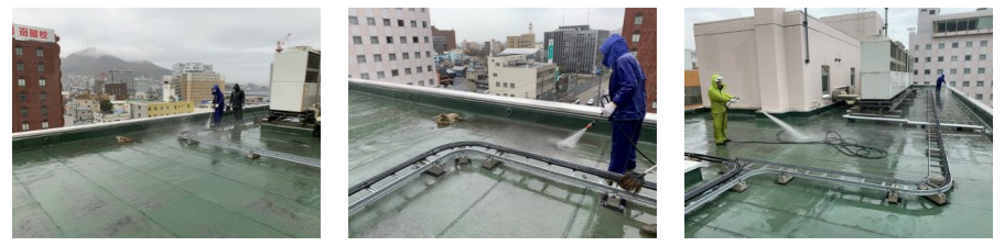 函館市　若松町　店舗ビル　屋上アスファルト防水　保護塗装工事