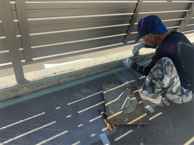 函館市東山にある住宅のフェンス基礎モルタル修繕工事
